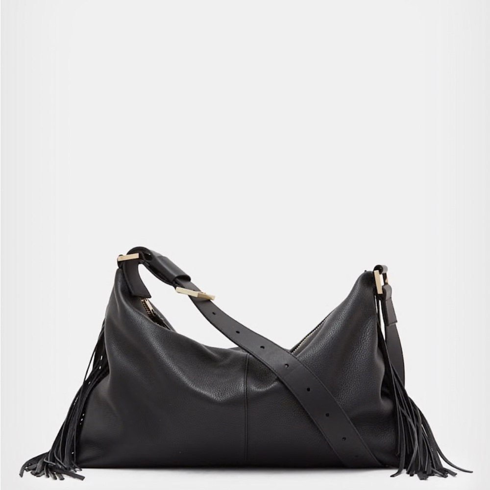 All Saints Edbury Leather Fringed Shoulder Bag - Picture 2 of 13